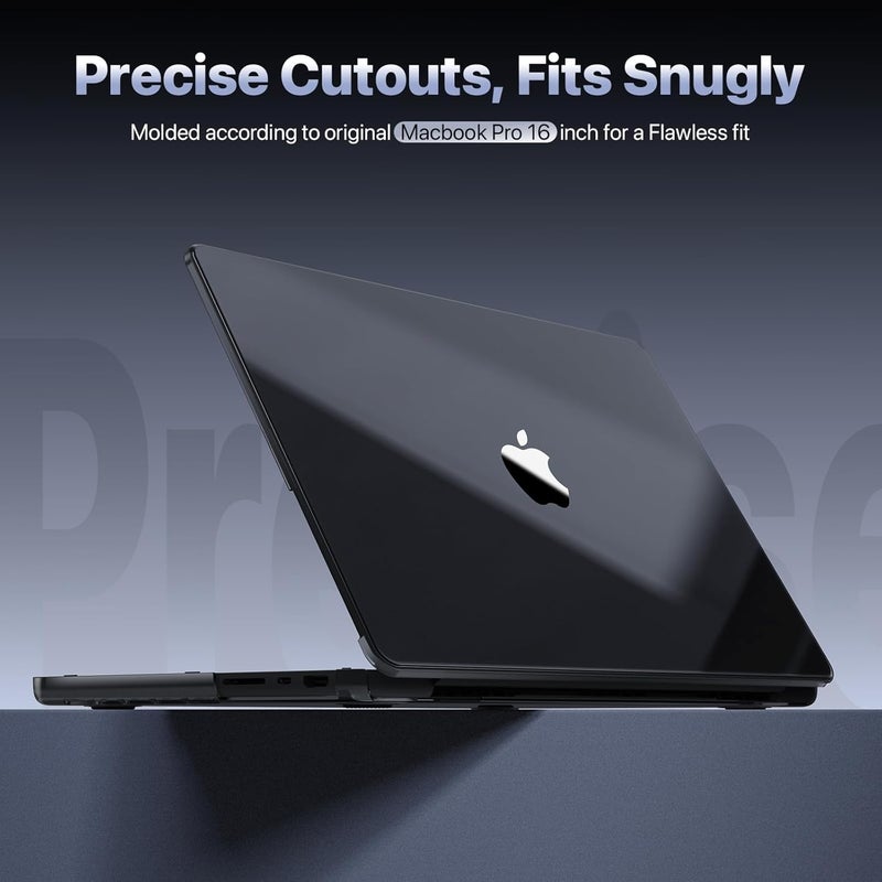 soonjet غطاء لجهاز MacBook Pro مقاس 16 بوصة M4 2024-2021 M3 M2 M1 Pro/Max [شفاف 100%، أسود مصقول] غطاء صلب واقي لجهاز اللابتوب - أسود كريستالي - Image 2